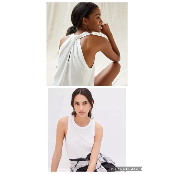 Anthropologie Twist Back Halter Tank Set Of TWO Yellow & White NWT SZ XL - Picture 9 of 14